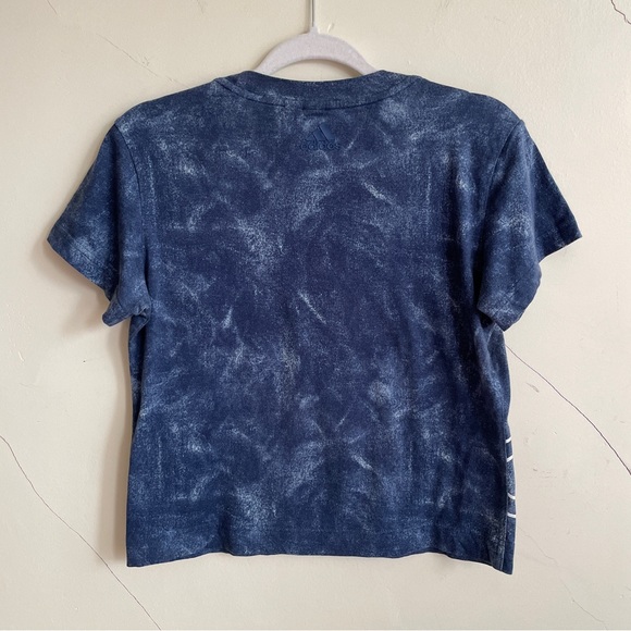 adidas navy tie dye acid wash print logo boxy crop tee medium - Picture 3 of 6